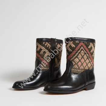 Bottines Kilim cuir mababouche authentiques et éthiques (Réf. RPN3-37)