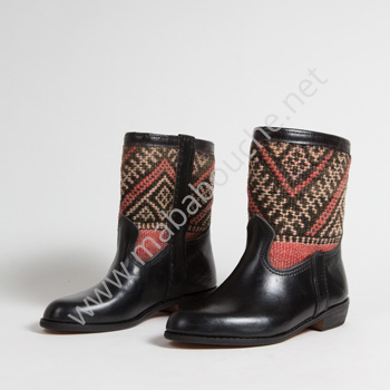 Bottines Kilim cuir mababouche authentiques et éthiques (Réf. RPN4-37)