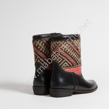 Bottines Kilim cuir mababouche authentiques et éthiques (Réf. RPN4-37)