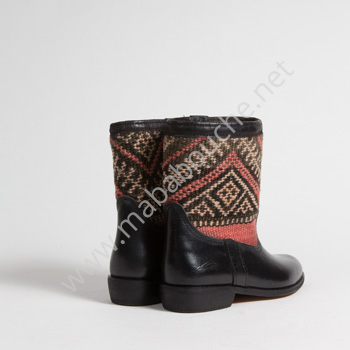 Bottines Kilim cuir mababouche authentiques et éthiques (Réf. RPN5-37)