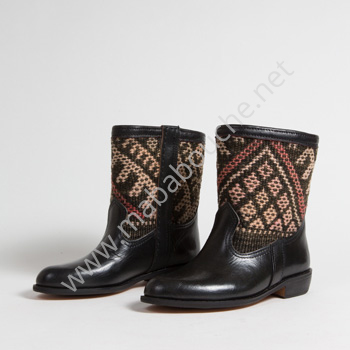 Bottines Kilim cuir mababouche authentiques et éthiques (Réf. RPN6-37)