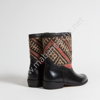 Bottines Kilim cuir mababouche authentiques et éthiques (Réf. RPN7-38)