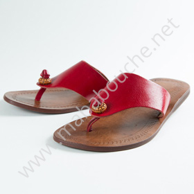 Tongs cuir femmes <br>cerf-volant rouge (005)