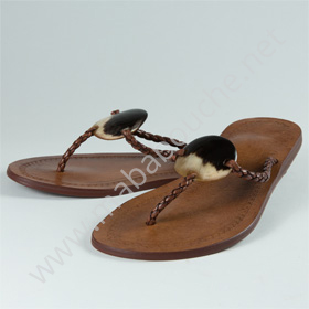 Tongs cuir femmes <br>gazelle marron (016-01-38-140)