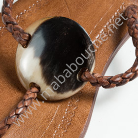 Tongs cuir femmes <br>gazelle marron (016-01-38-140)
