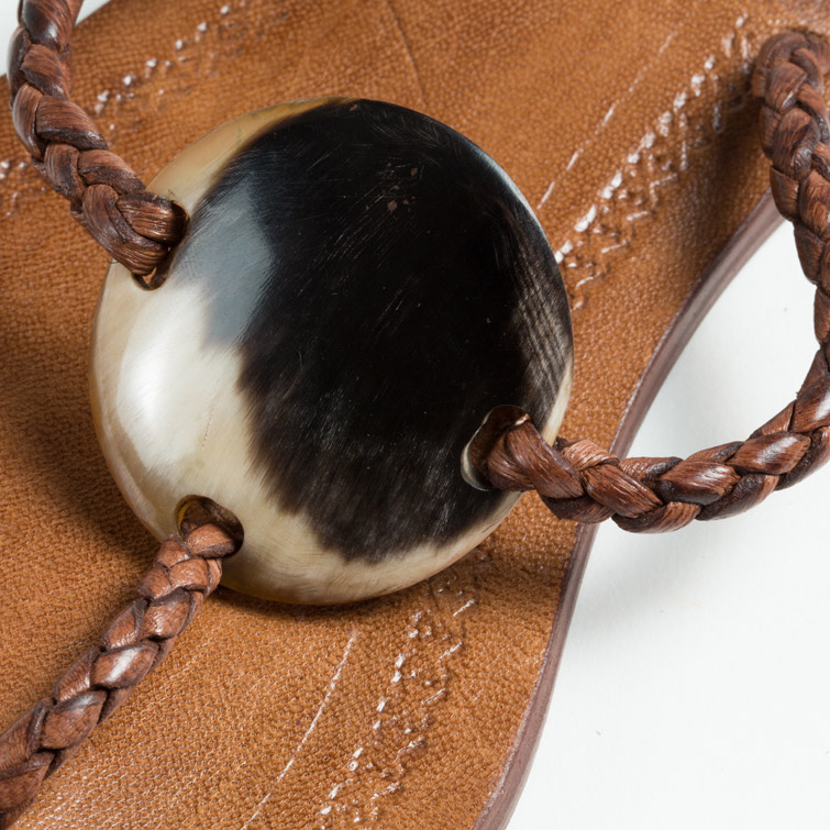 Tongs cuir femmes <br>gazelle marron (016-01-38-140)