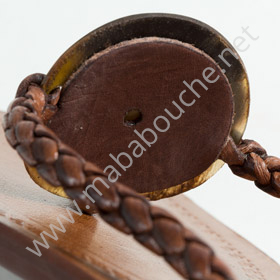 Tongs cuir femmes <br>gazelle marron (016-01-38-140)