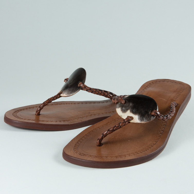 Tongs cuir femmes <br>gazelle marron (017-01-38-149)