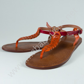 Nu-pieds cuir femmes <br>serpentine orange (020)