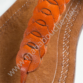 Nu-pieds cuir femmes <br>serpentine orange (020)