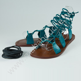 Spartiates cuir femmes <br>cléopâtre bleu turquoise (024)