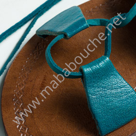 Spartiates cuir femmes <br>cléopâtre bleu turquoise (024)