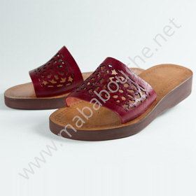 Mules cuir femmes <br>arabesque rouge (029)