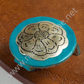 Tongs cuir femmes <br>bijou bleu turquoise (039)