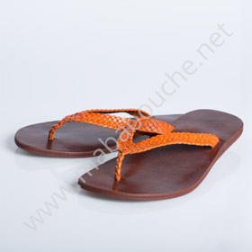 Tongs cuir hommes <br>tresse orange (h002)