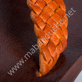 Tongs cuir hommes <br>tresse orange (h002)