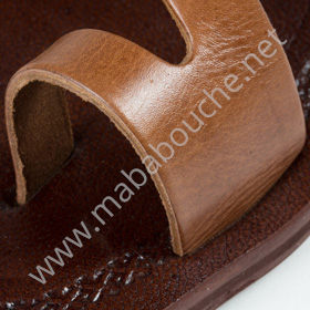 Tongs cuir hommes <br>berbère havane (h004)