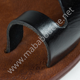 Tongs cuir hommes <br>berbère noire (h005)