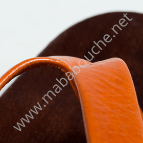 Tongs cuir hommes <br>saharienne orange (h008)