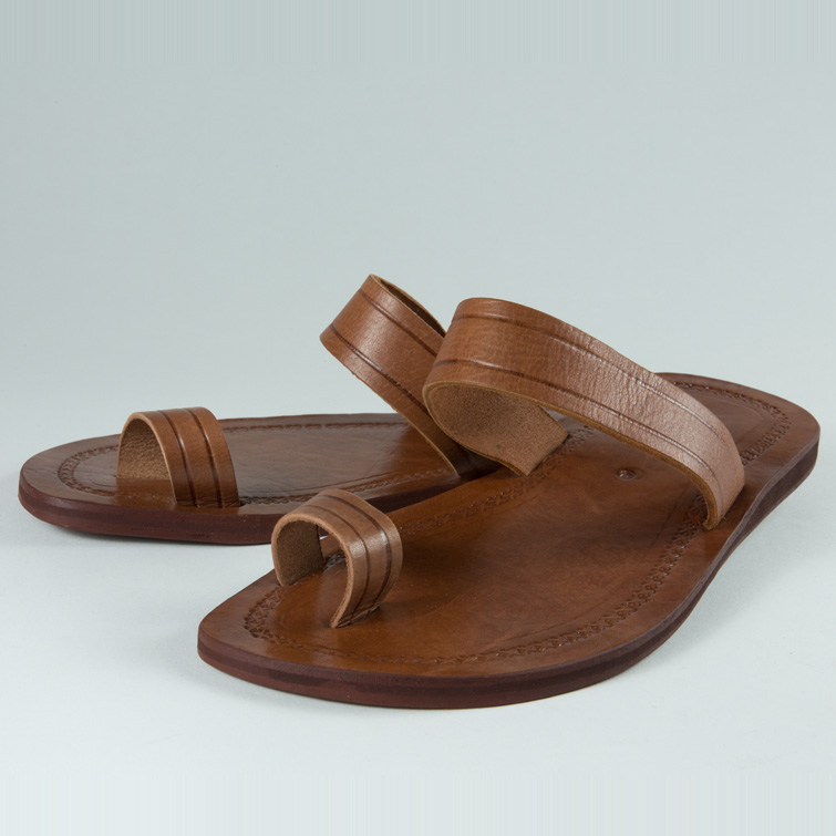 nu-pieds cuir havane hommes (h009)