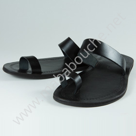 nu-pieds cuir unis noirs hommes (h010)