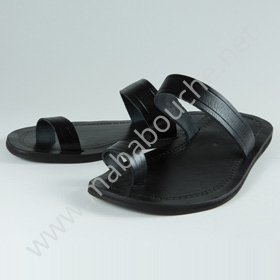 nu-pieds cuir noirs hommes (h011)