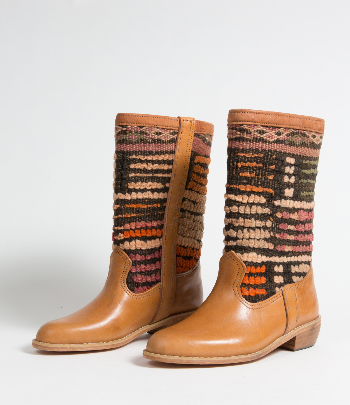 Bottes Kilim cuir mababouche artisanales (Réf. GL3-39)