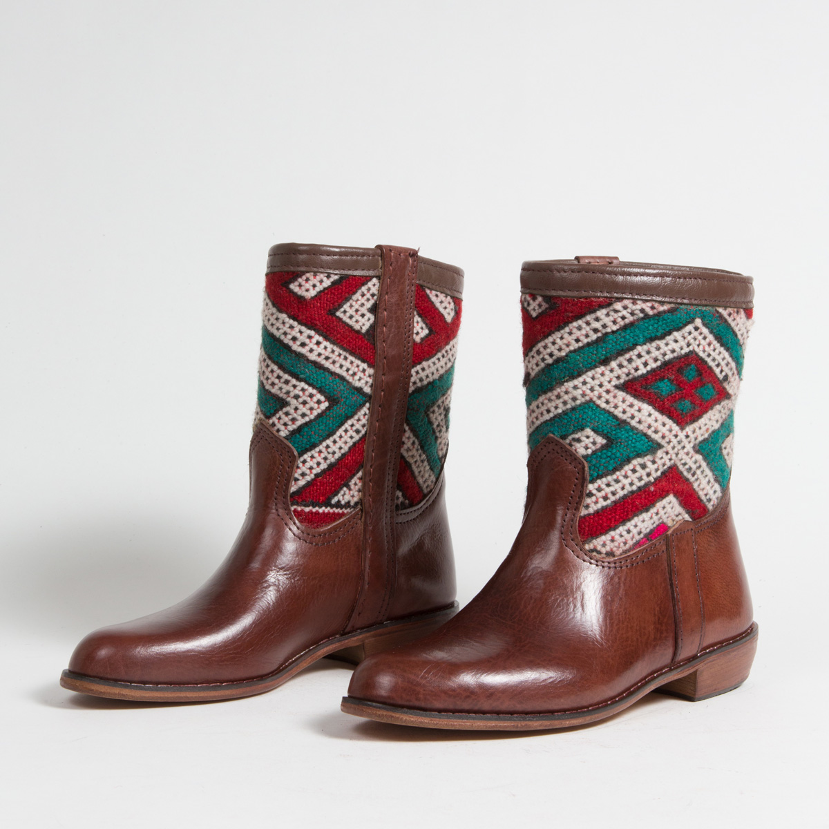 Bottines Kilim cuir mababouche artisanales (Réf. CB1-37)