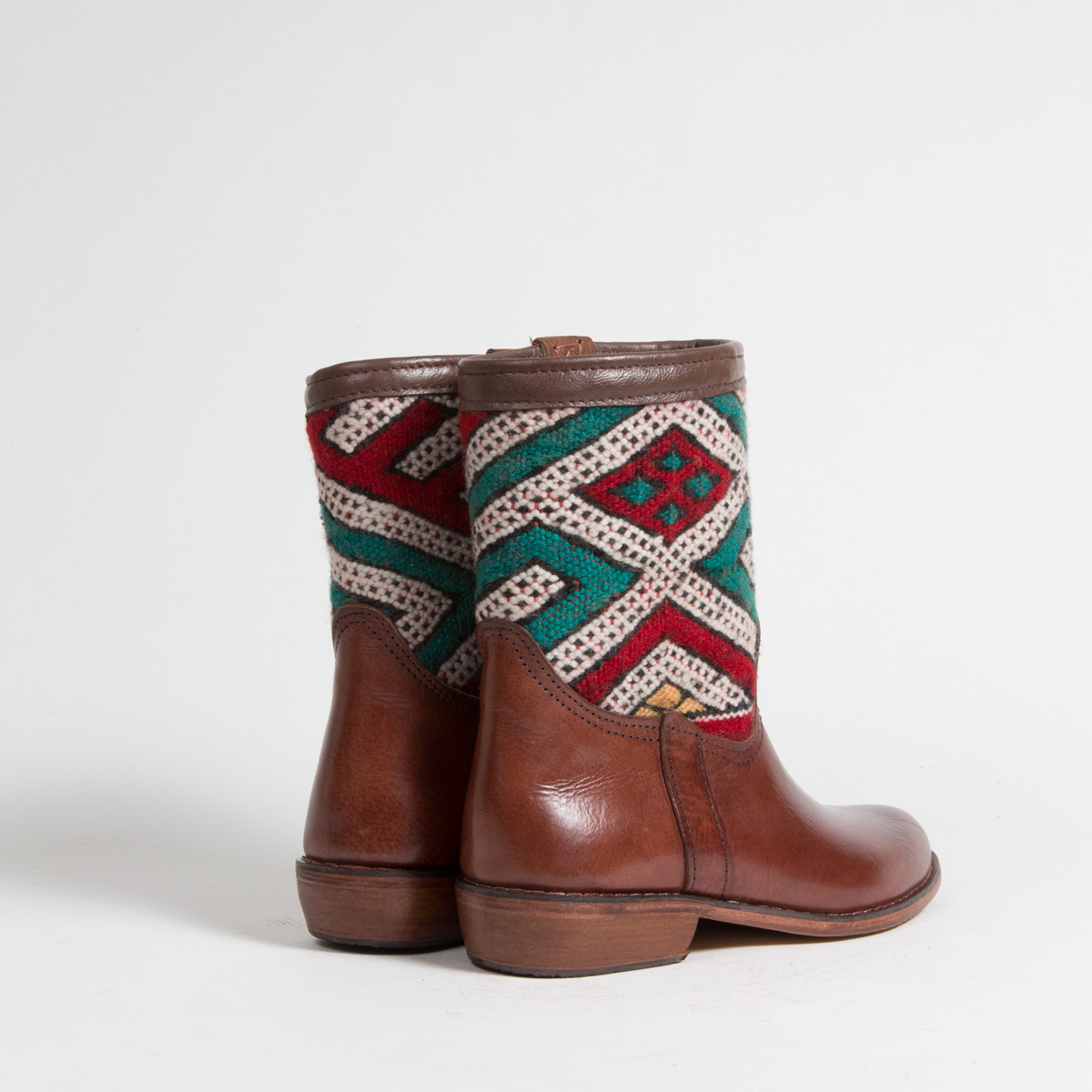 Bottines Kilim cuir mababouche artisanales (Réf. CB1-37)