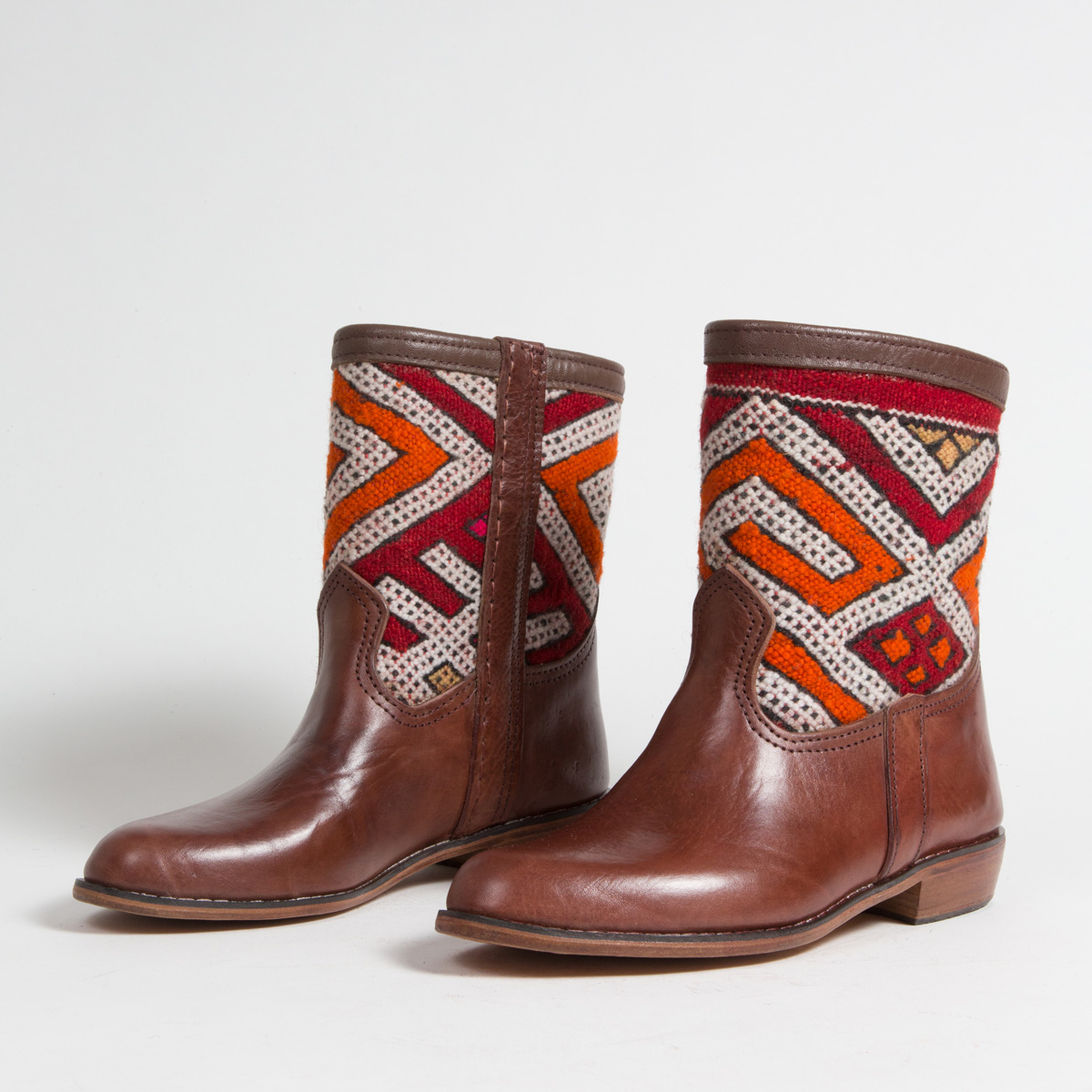 Bottines Kilim cuir mababouche artisanales (Réf. CB2-38)