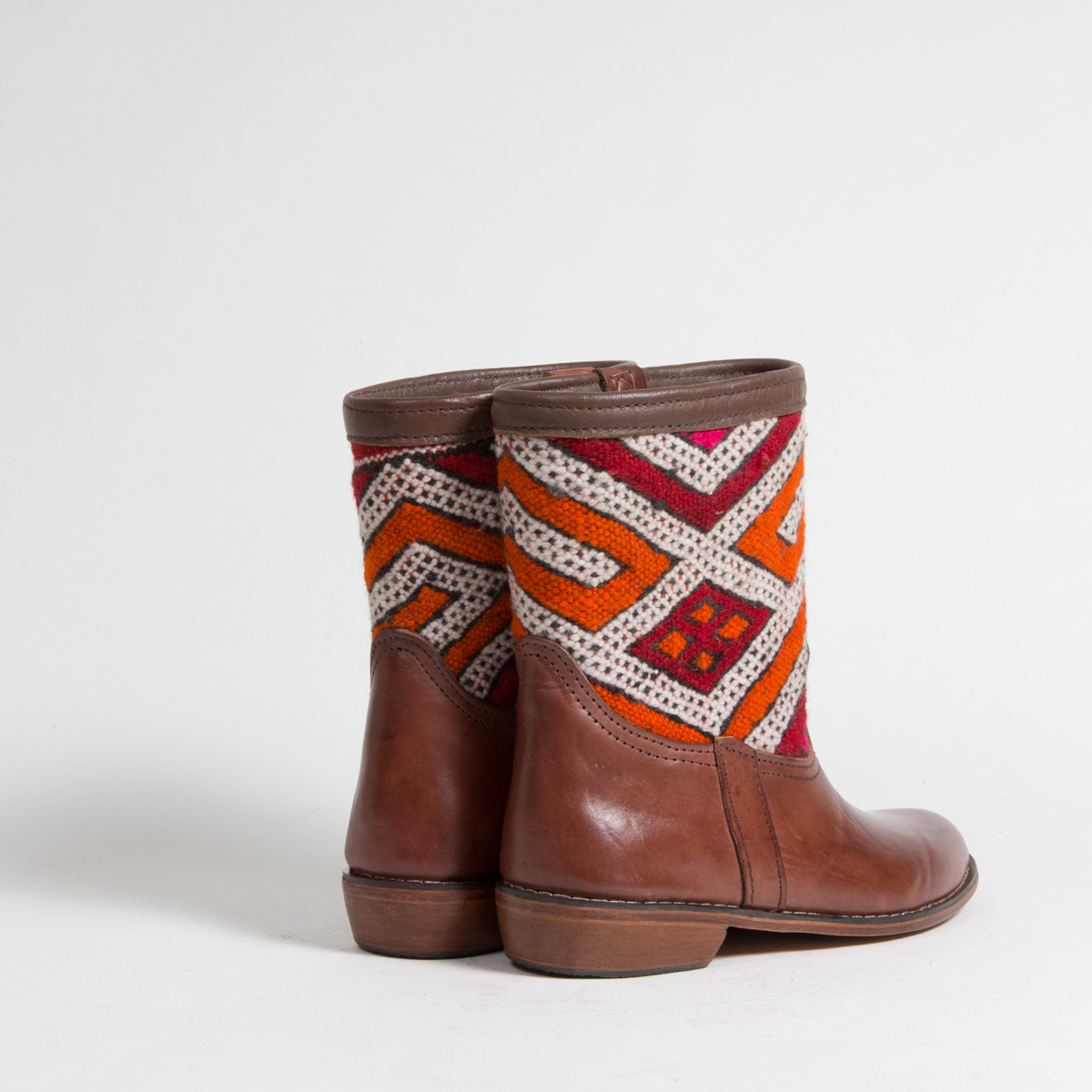 Bottines Kilim cuir mababouche artisanales (Réf. CB2-38)