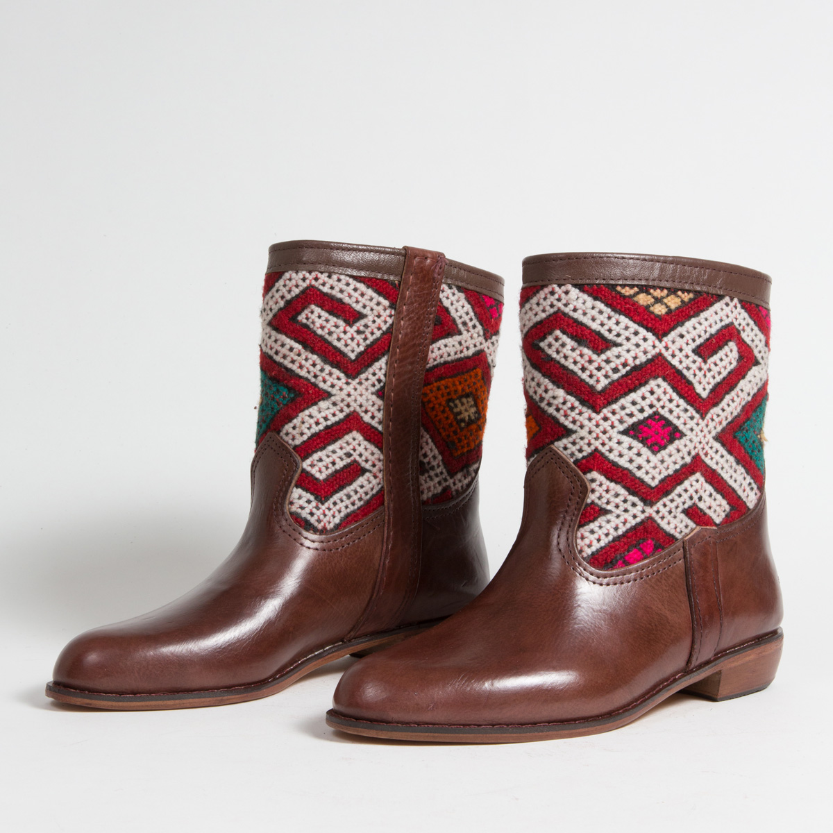Bottines Kilim cuir mababouche artisanales (Réf. CB5-40)