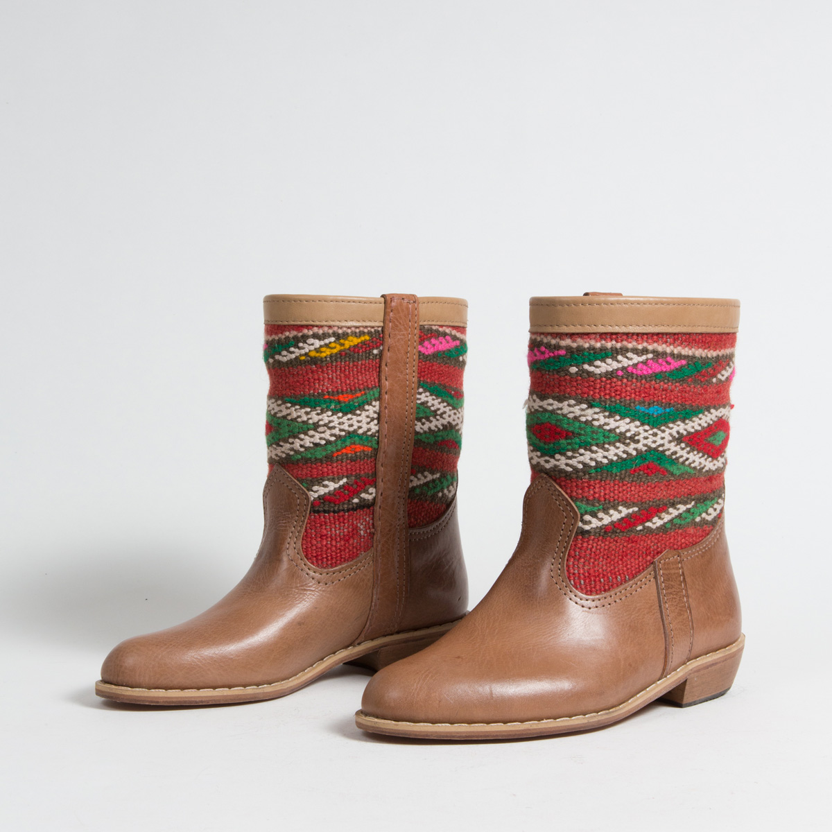 Bottines Kilim cuir mababouche artisanales (Réf. MCH1-36)