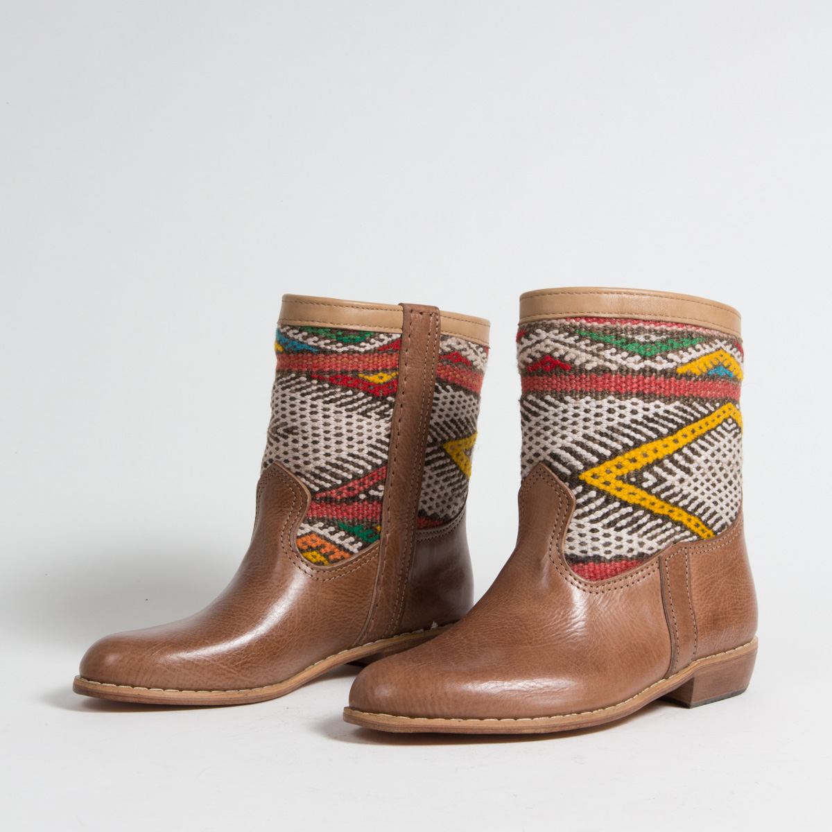 Bottines Kilim cuir mababouche artisanales (Réf. MCH3-38)