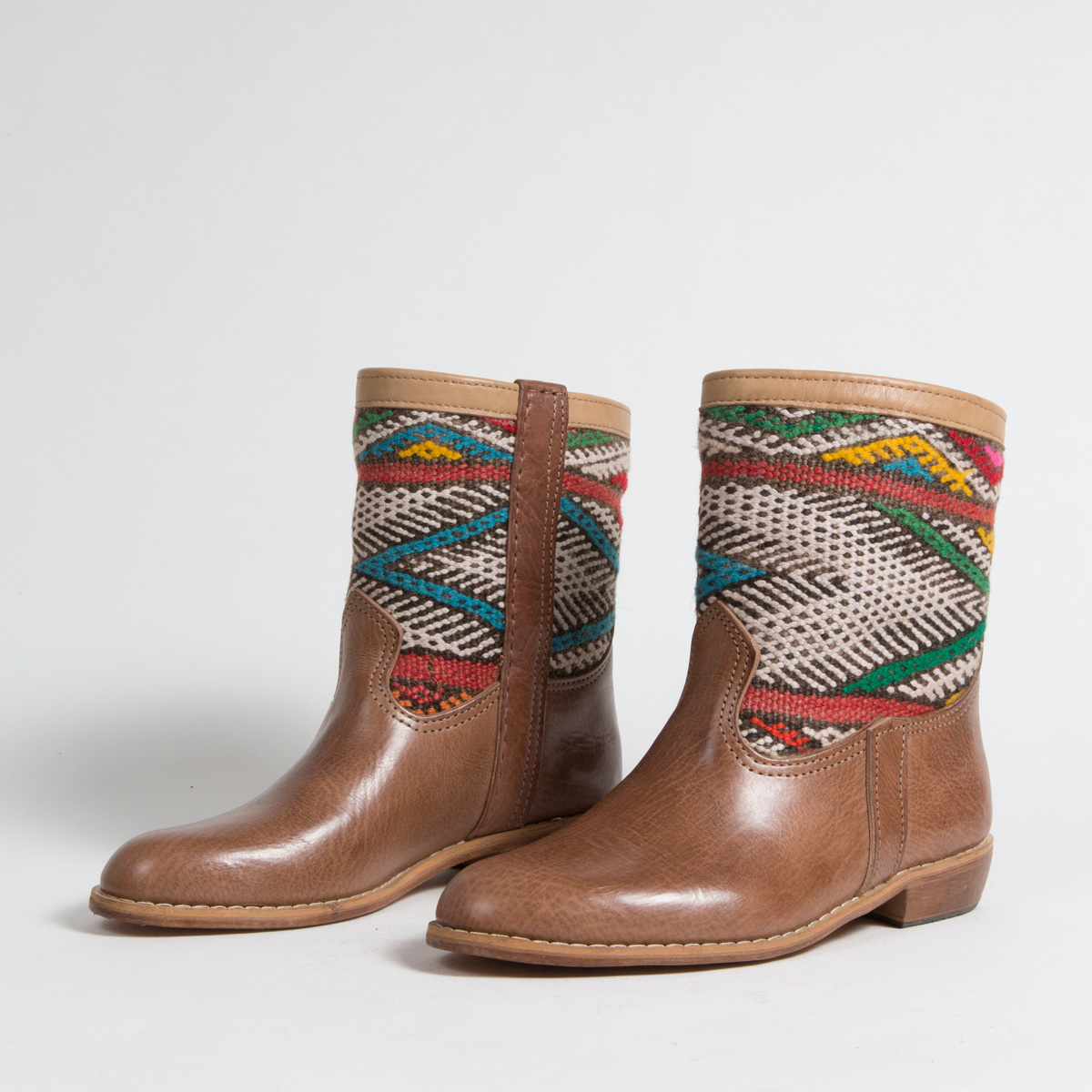 Bottines Kilim cuir mababouche artisanales (Réf. MCH4-39)