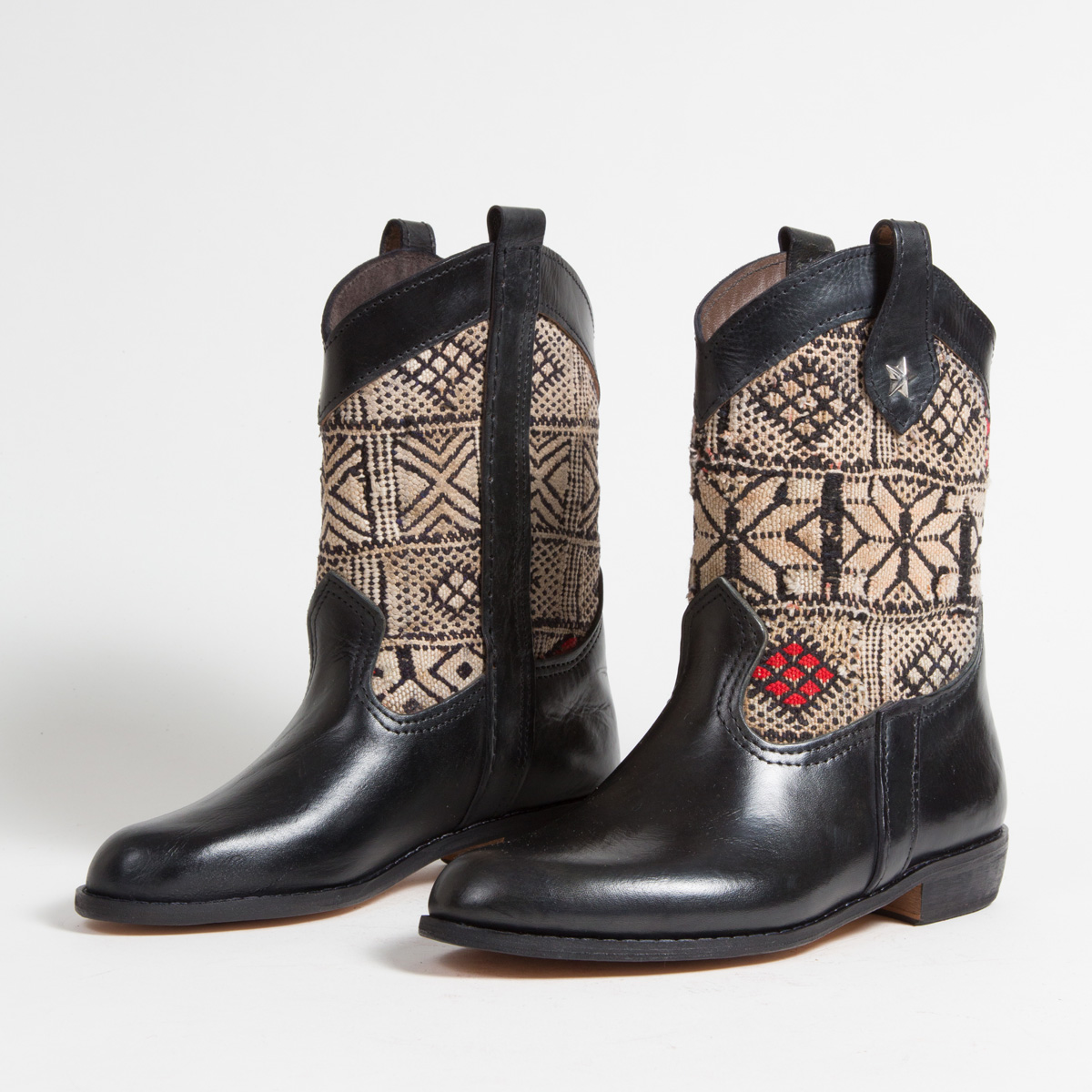 Bottines Kilim cuir mababouche artisanales (Réf. MN10-39)