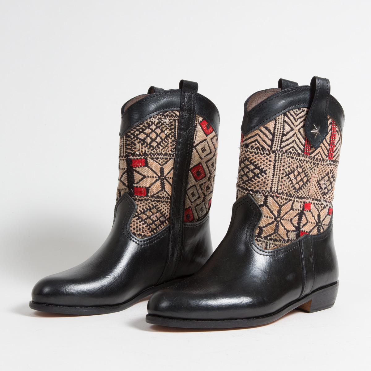 Bottines Kilim cuir mababouche artisanales (Réf. MN12-40)