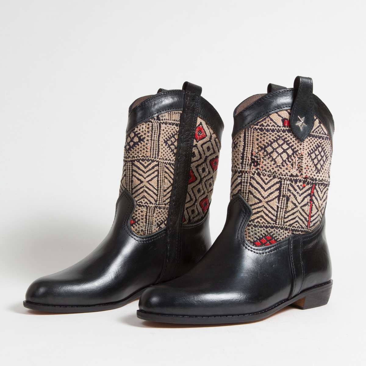 Bottines Kilim cuir mababouche artisanales (Réf. MN14-41)