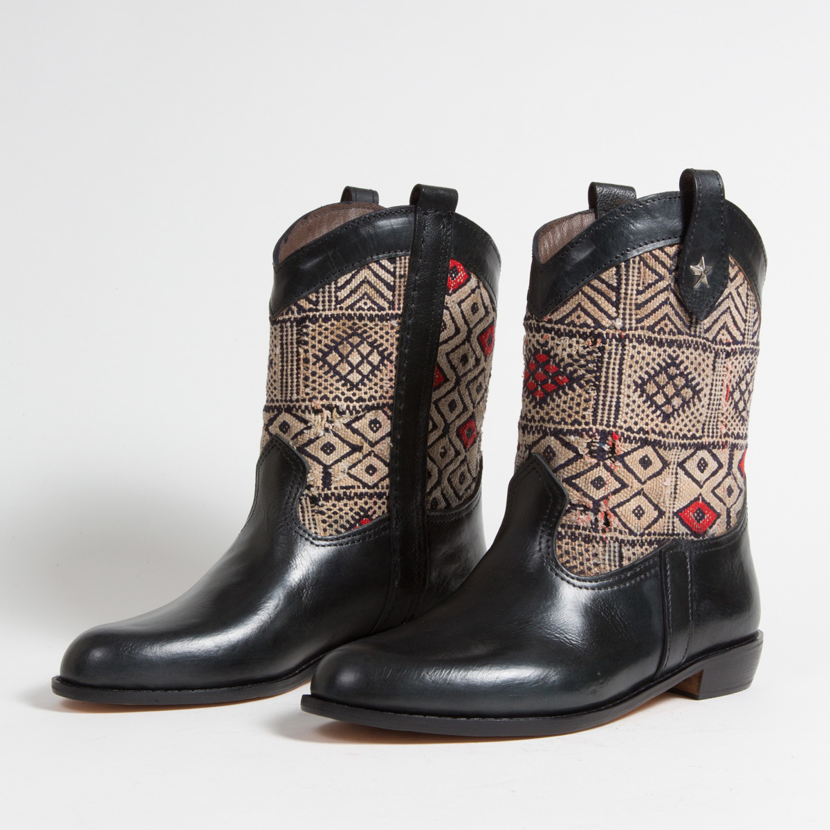 Bottines Kilim cuir mababouche artisanales (Réf. MN16-42)