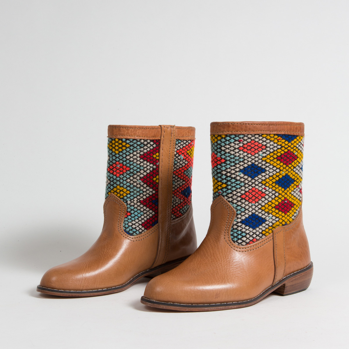Bottines Kilim cuir mababouche artisanales (Réf. MOI-38)