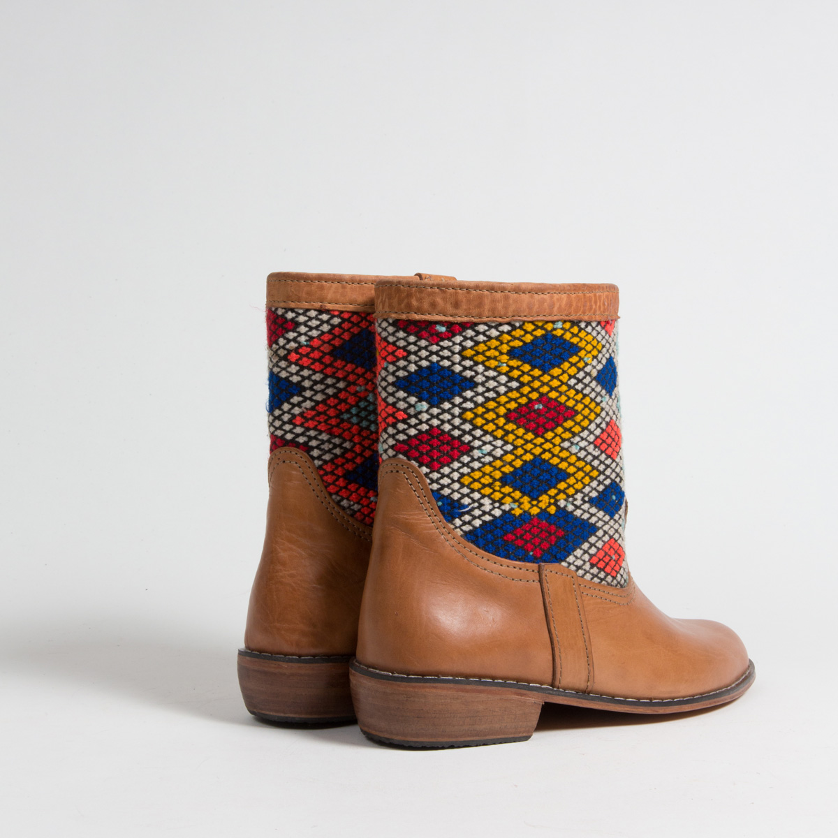 Bottines Kilim cuir mababouche artisanales (Réf. MOI-38)