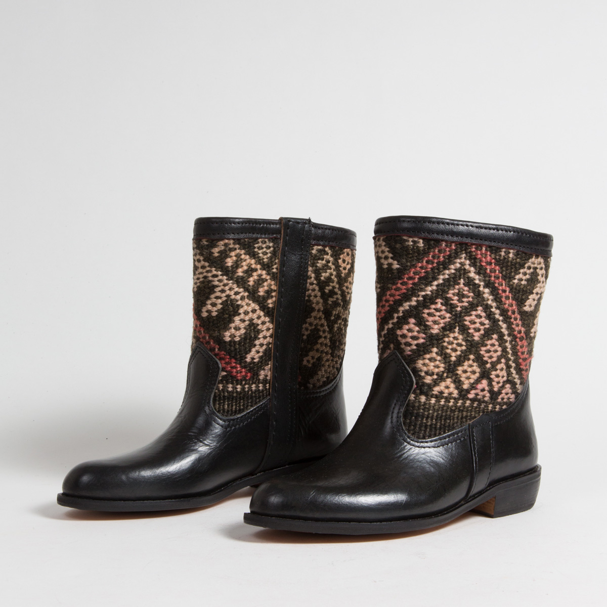 Bottines Kilim cuir mababouche artisanales (Réf. RPN6-37)