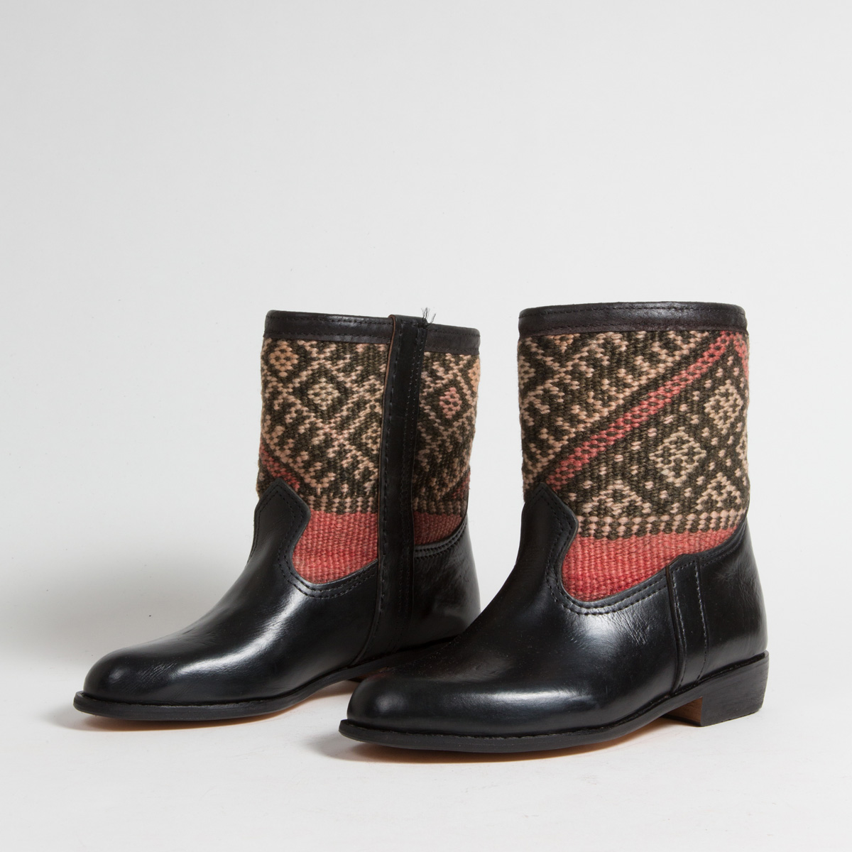 Bottines Kilim cuir mababouche artisanales (Réf. RPN8-38)
