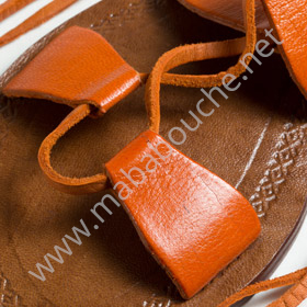 Spartiates cuir femmes <br>cléopâtre orange (025)